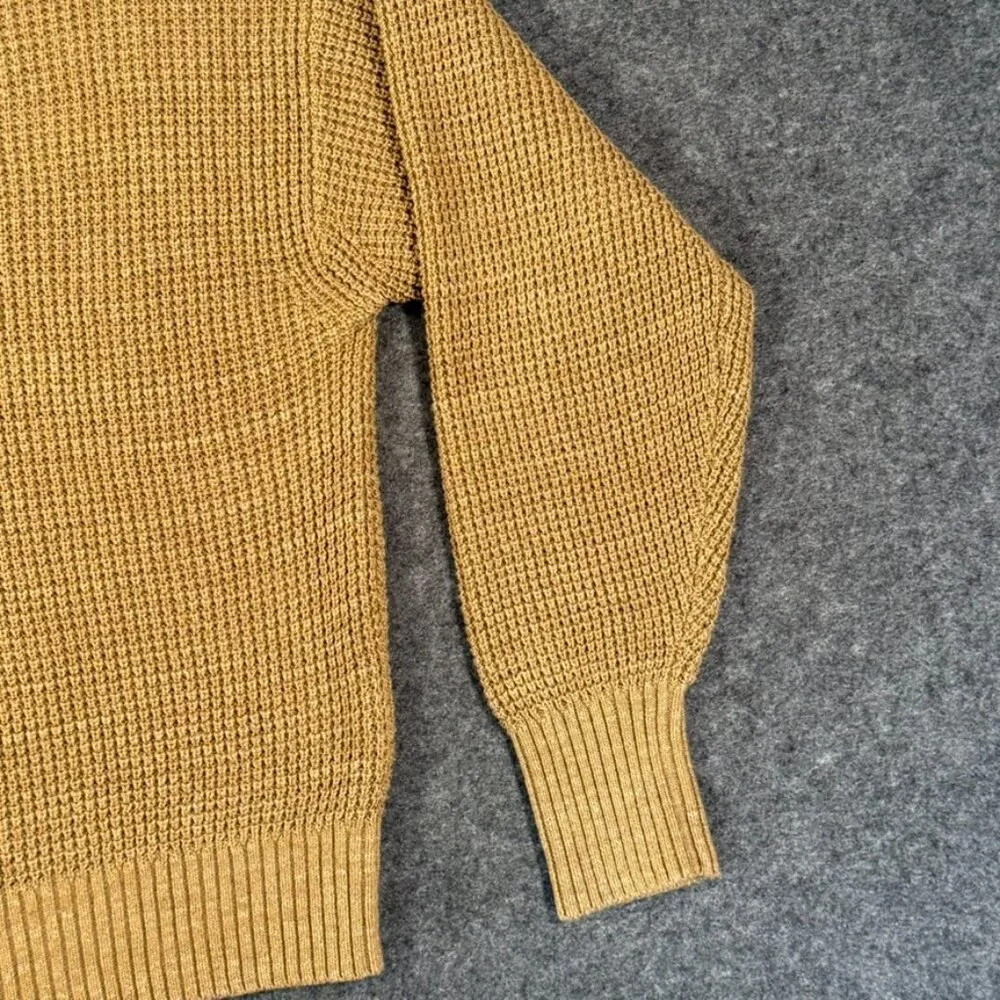 Buck Mason Womens Seafarer Cotton Rib Crew Neck Sweater Puff Sleeve Large Tan - Picture 5 of 12